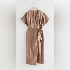 & Other Stories - Linen wrap dress. Tan. Size Small.